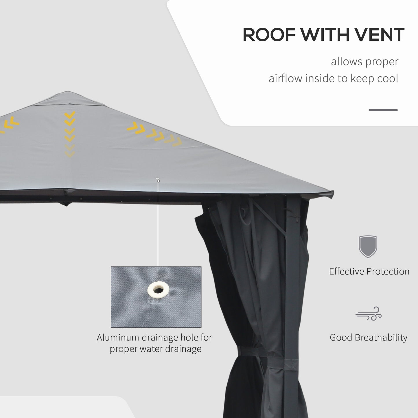 Enola 10 x 10 ft Patio Gazebo Aluminum Frame with Netting - Black