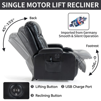 Logan Power Lift Recliner - Black