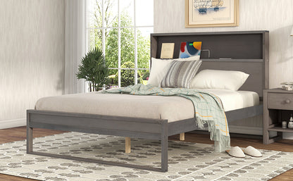 Mora Full Size Platform Bed Frame with Storage - Gray