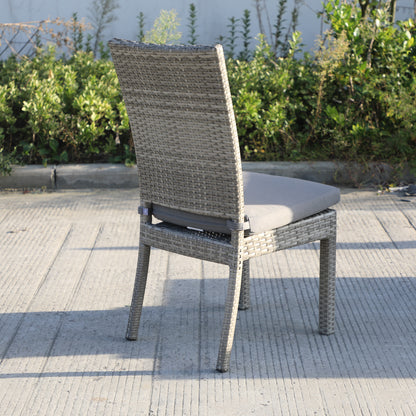 Aaron Outdoor Wicker Dining Chairs With Cushion (Set of 8) - Gray/Dark Gray