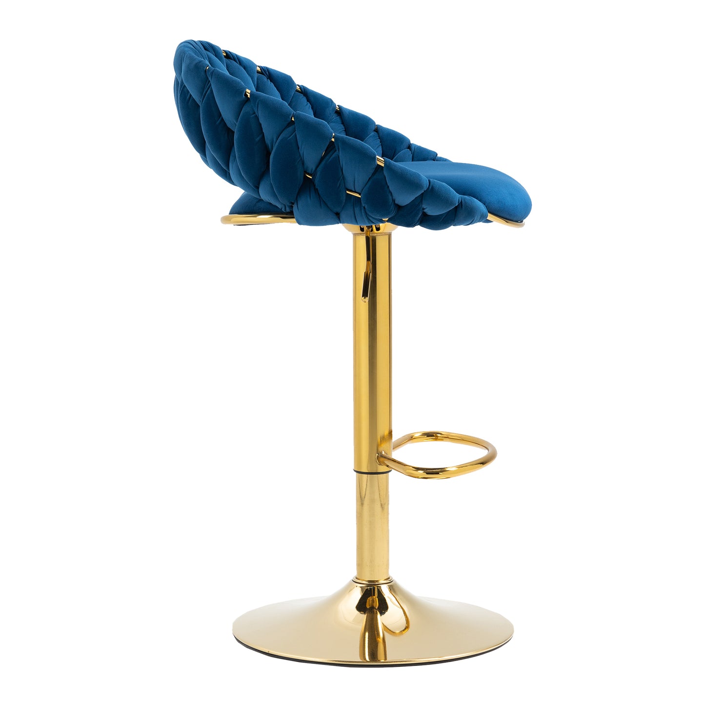 Peony Bar Stools with Back and Footrest  - Navy Blue  Set of 2