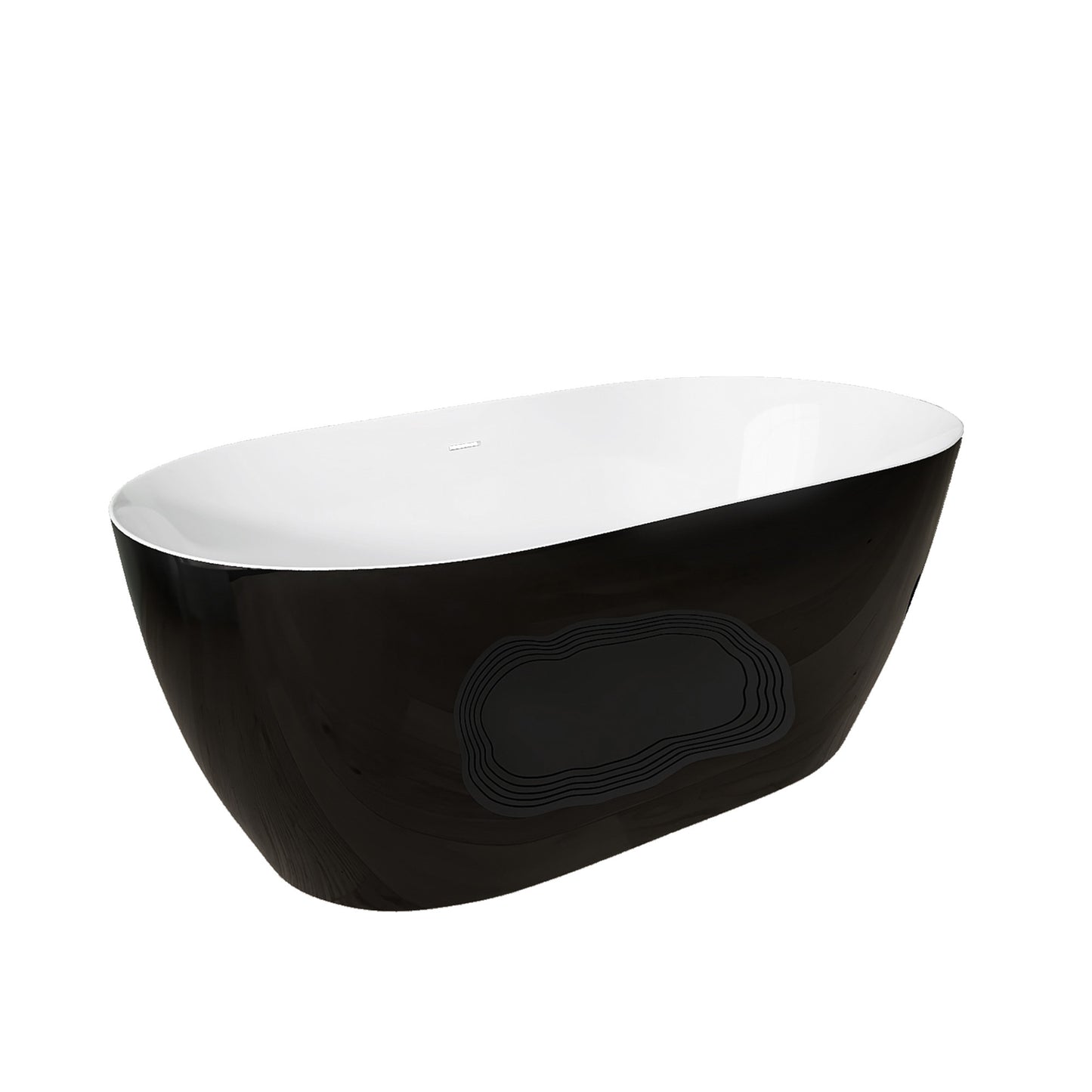 Nuvo 59" Acrylic Free Standing Oval Shape Soaking Tub - Gloss Black+White