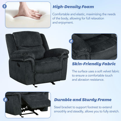 Venassa Manual Reclining Sofa - Dark Blue