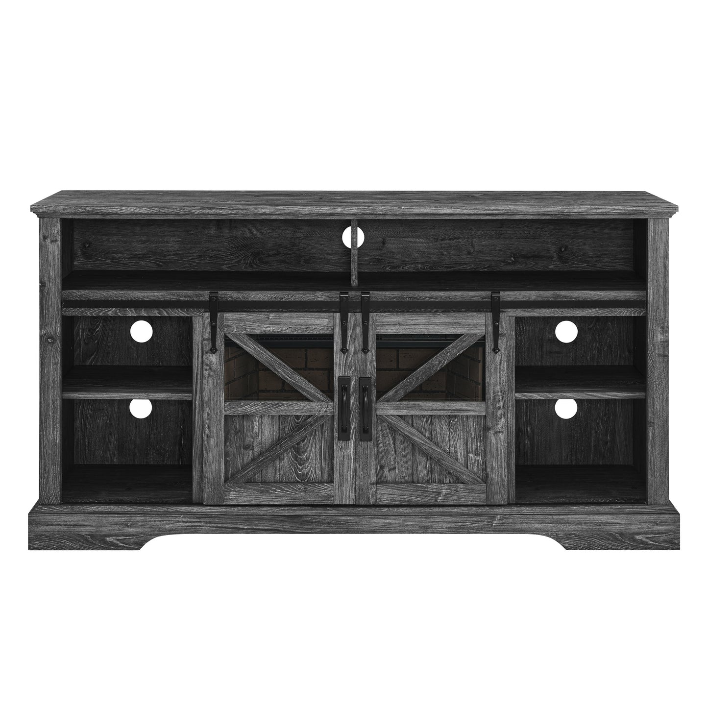 60 Inch Electric Fireplace  Entertainment Center With Door Sensor - Oak