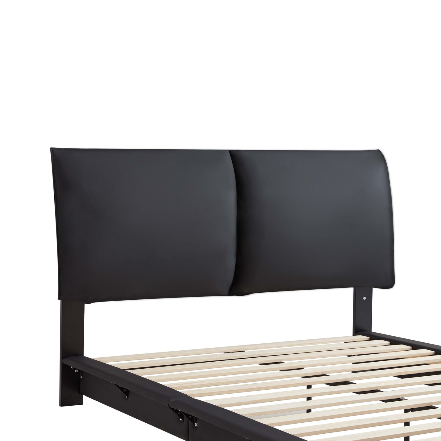 Veda Queen Size Upholstered Platform Bed with Sensor Light - Black