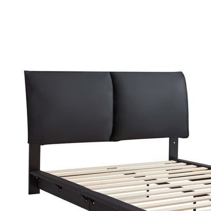 Veda Queen Size Upholstered Platform Bed with Sensor Light - Black