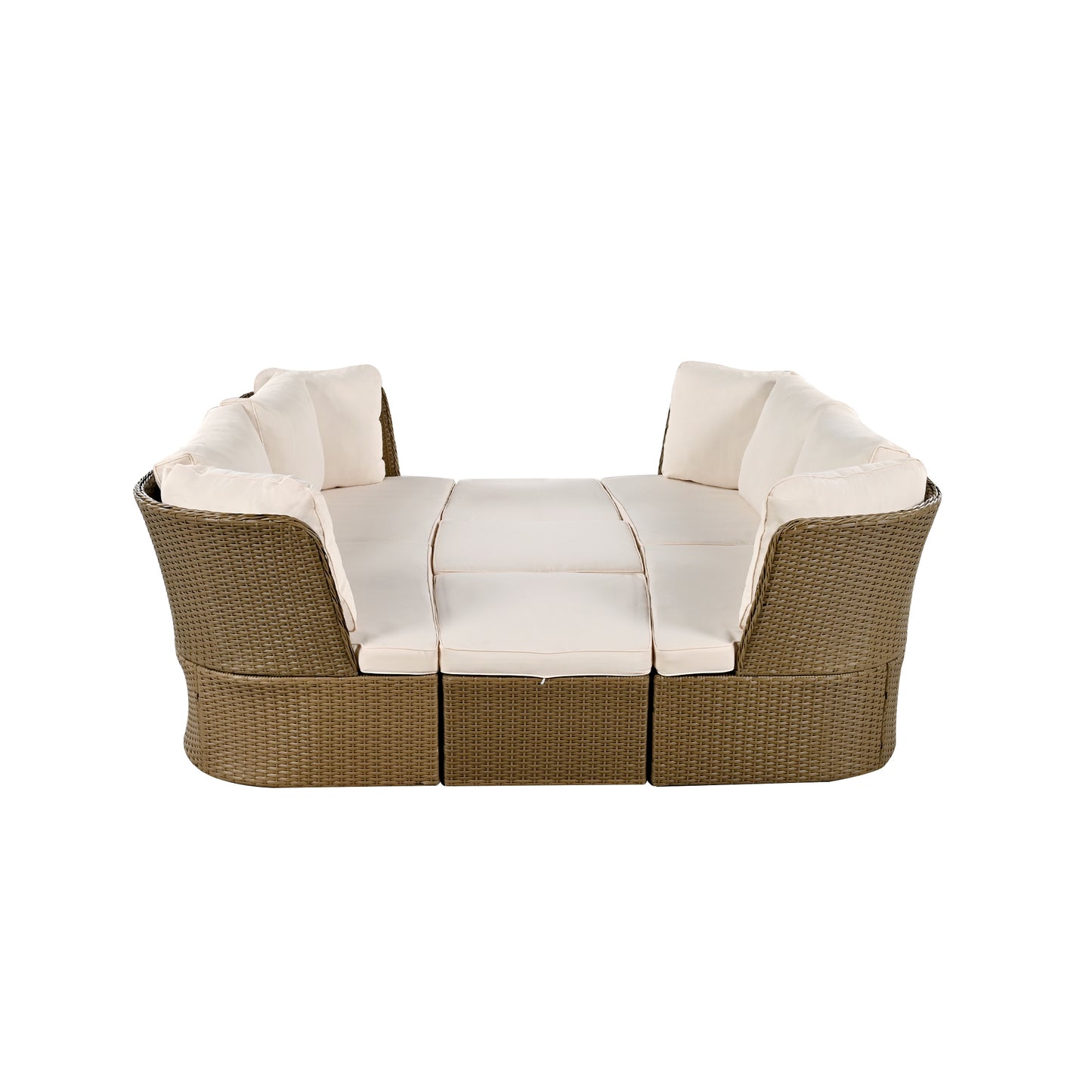 Ranae Customizable Outdoor Patio Wicker Sofa Set - Beige