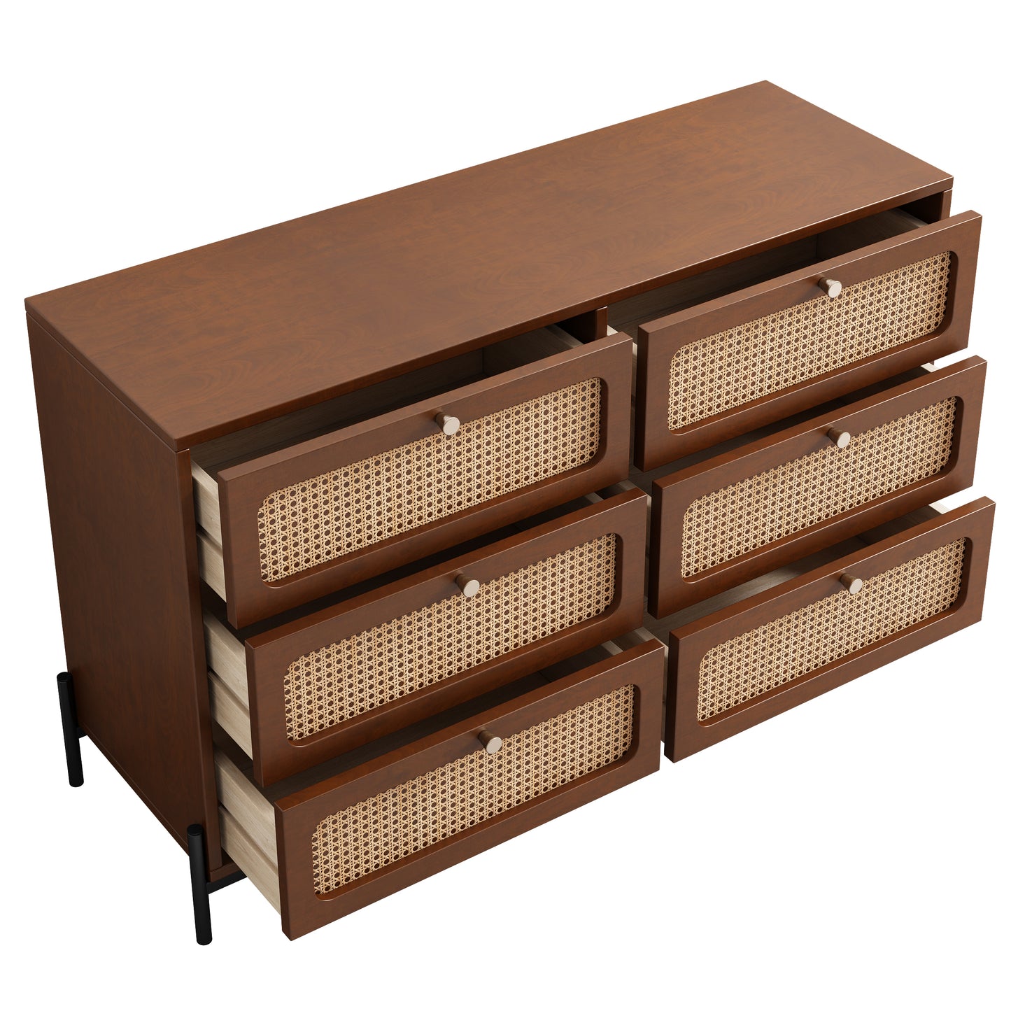 Priya Rattan Storage Cabinet - Walnut