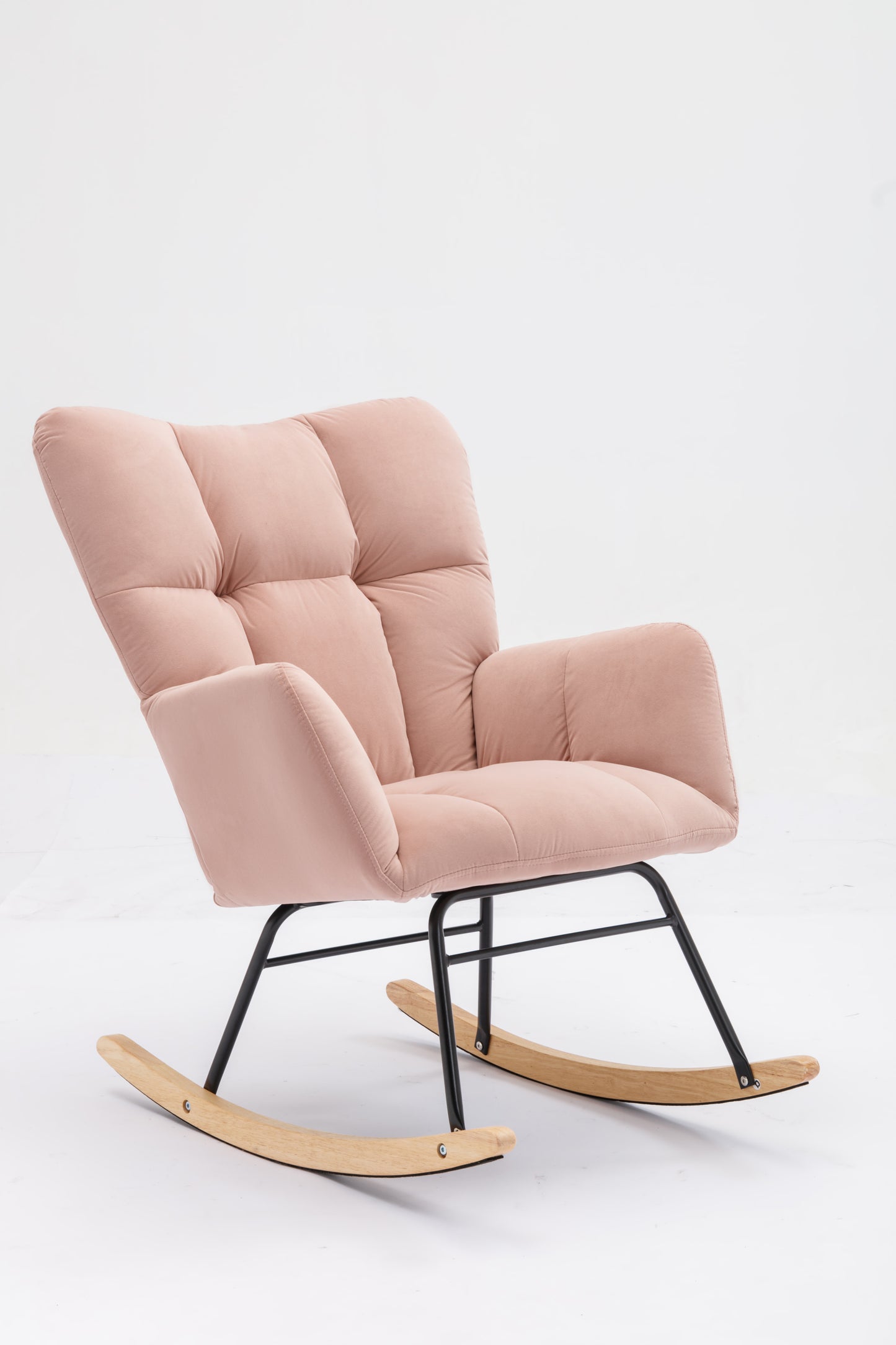 Noble Velvet Tufted Upholstered Rocking Chair - Pink