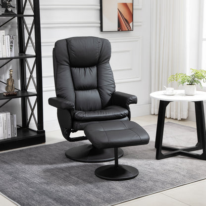 Morgan 360° Swivel Recliner Chair with Ottoman - Black