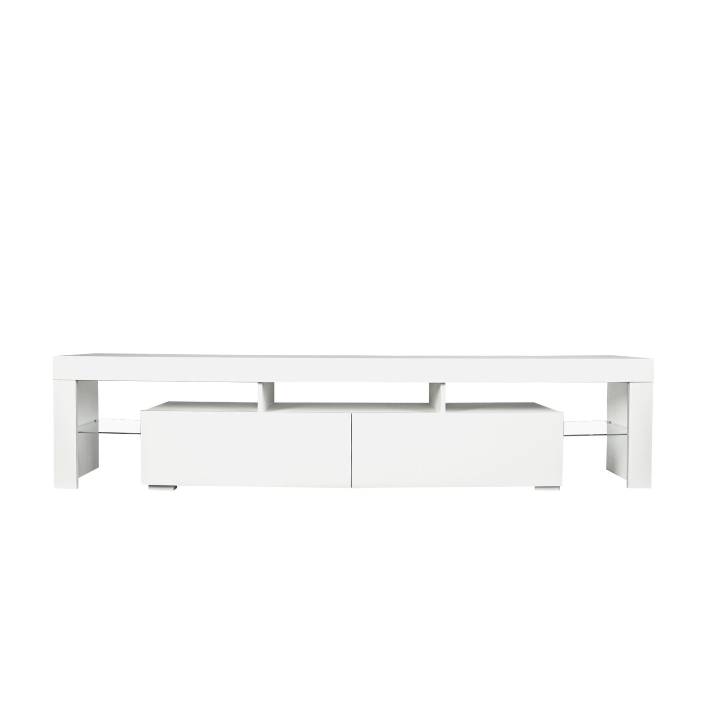 Nate Gloss TV Stand with LED Lights for 80 inch TV - White