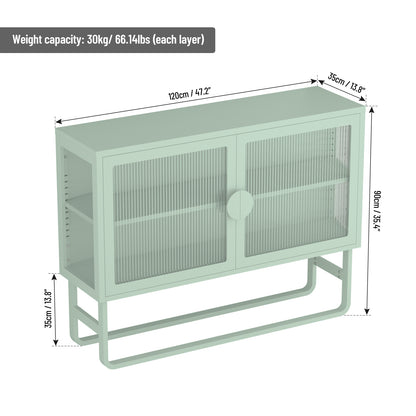 Tempered Glass Cabinet Credenza - Light Green