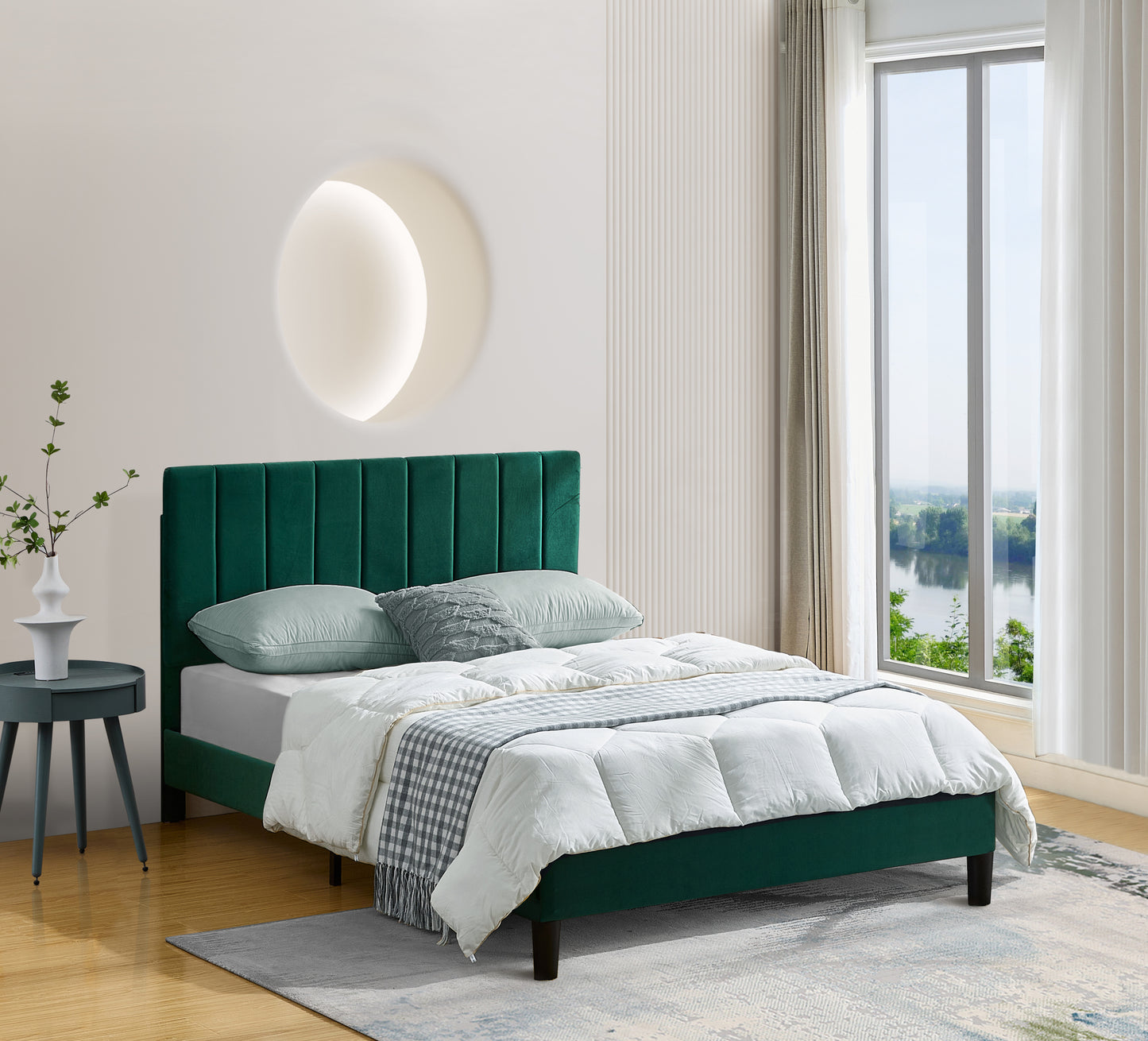 Jay Queen Size Platform Bed Frame - Green