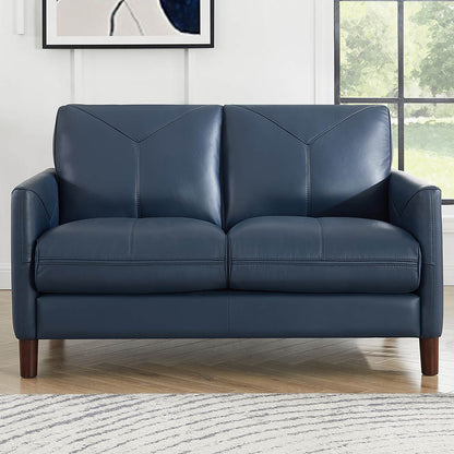 Yorkdale Leather Loveseat - Navy Blue