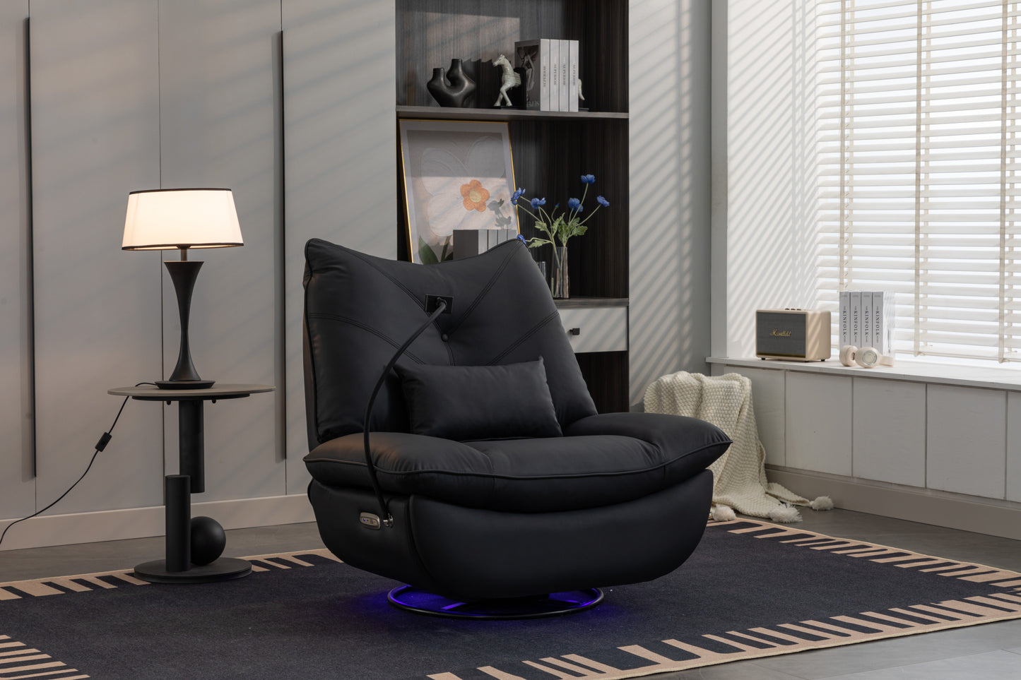 Bravo 270 Swivel Glider Recliner Chair - Black