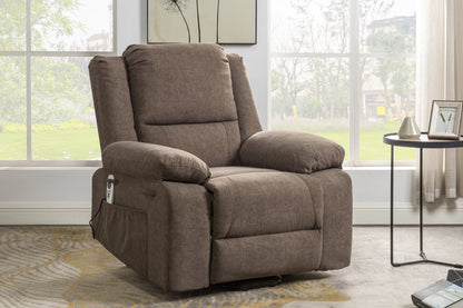 Solace Electric Power Recliner Chair with Massage and Heatin - Brown