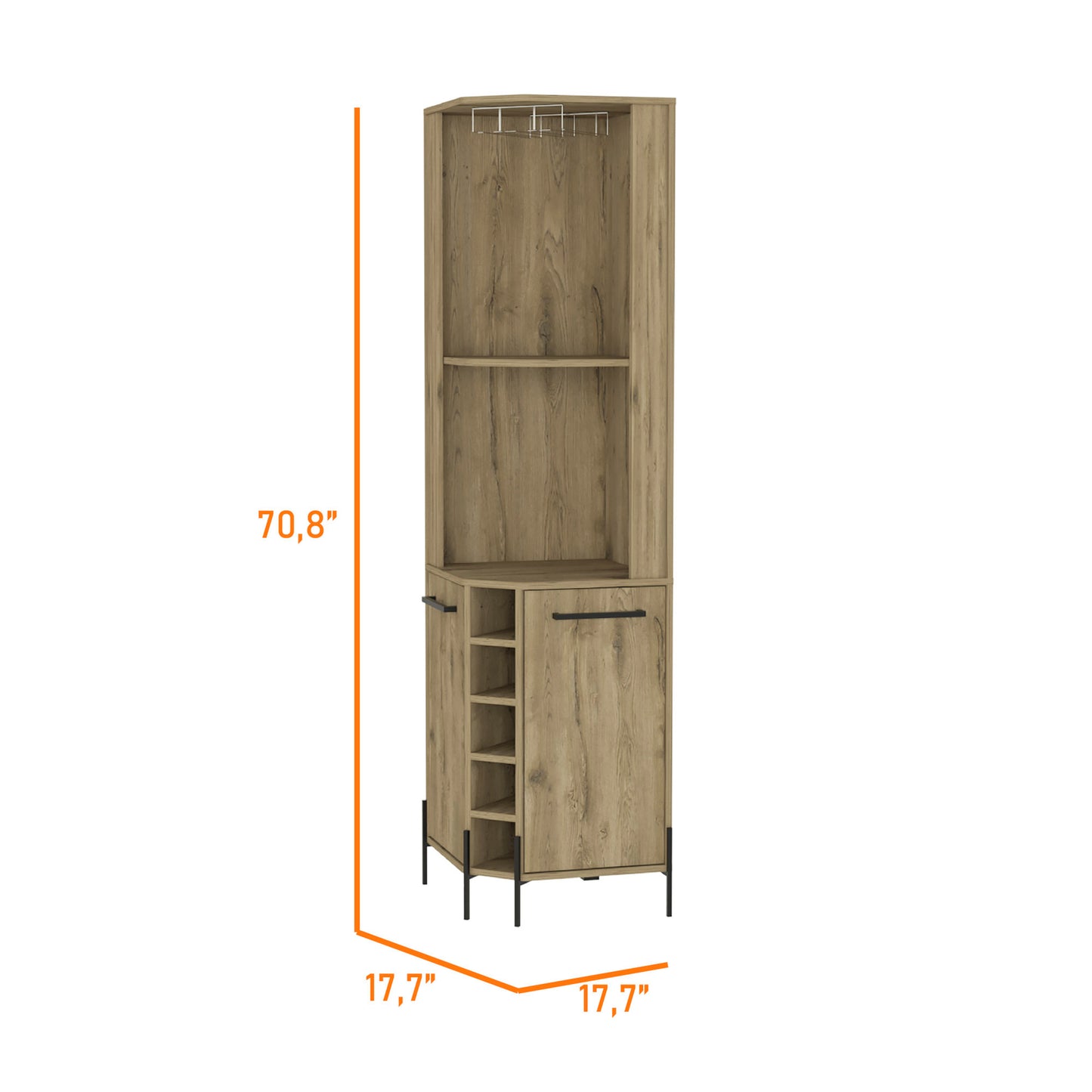 Sebago 5-Bottle 2-Shelf Bar Cabinet - Macadamia