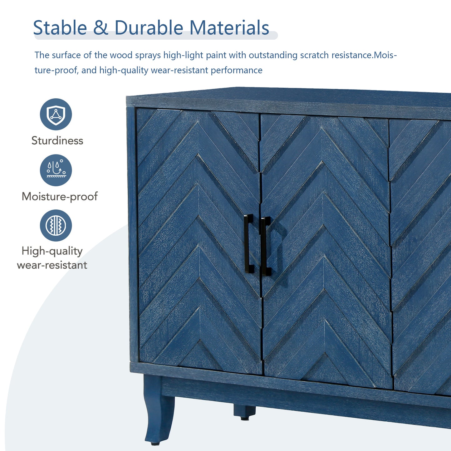 Wave Sideboard Cabinet - Navy Blue