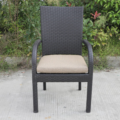 Aaron Outdoor Wicker Dining Chairs With Cushion (Set of 8) - Brown/Chocolate