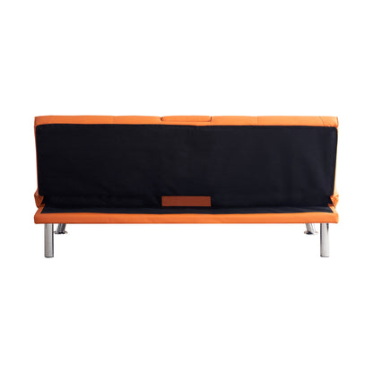 Neza Convertible Faux Leather Sofa Bed  - Orange