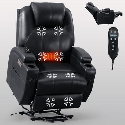 Adell Power Lift Recliner Chair with Heat and Massage - Black