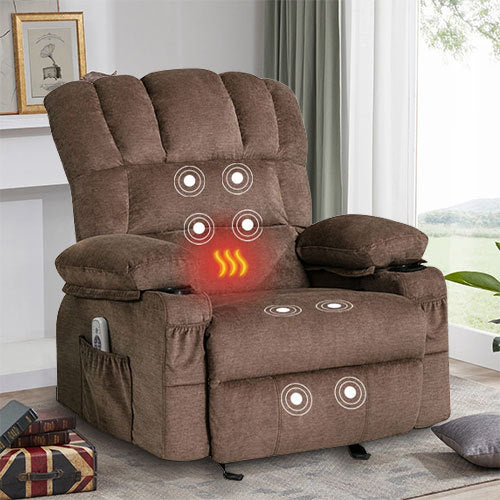 Ramos Recliner Chair Massage Heating sofa with USB - Brown