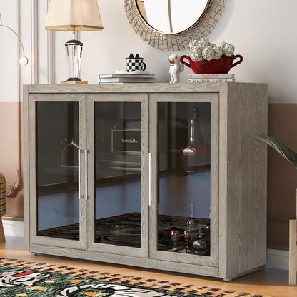 Cina Storage Cabinet with Tempered Glass - Gray