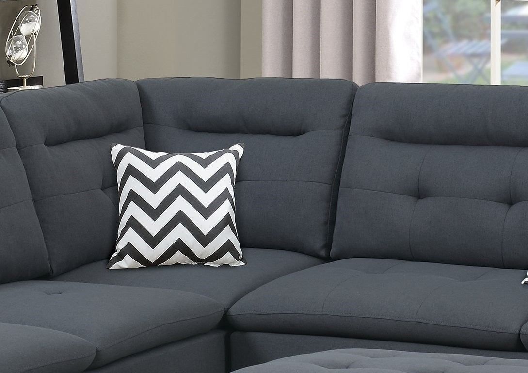 Lar Sectional Fabric Sofa w Ottoman - Dark Gray