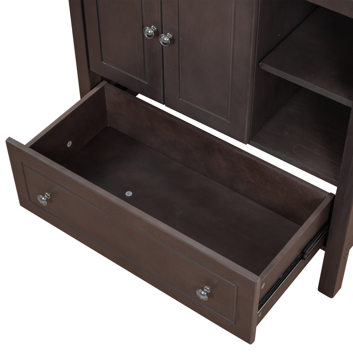 Wooden Bathroom Vanity with Ceramic Sink - Brown