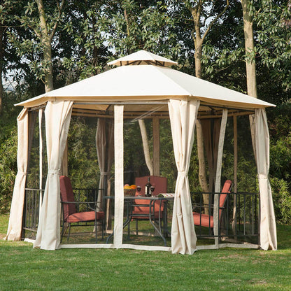 Berton 13 x 13 ft Hexagonal Gazebo Canopy Shelter - Beige