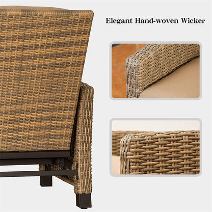 Devan Wicker Reclining Patio Chair - Khaki Cushion