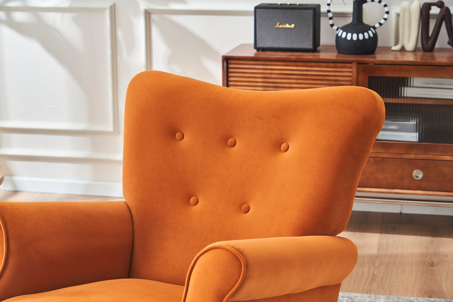 Jarvis Velvet Rocking Chair - Orange