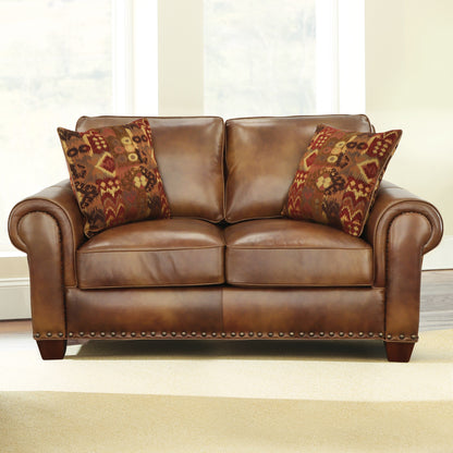 Kian Rustic Leather Collection Loveseat - Tan