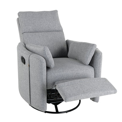 Niki Upholstered Swivel Recliner - Dark Grey