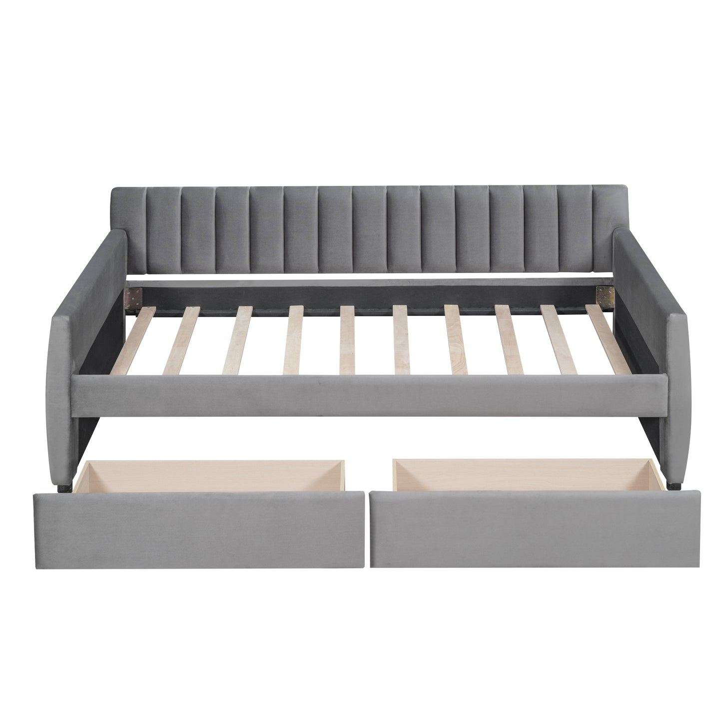 Xena Twin Size Upholstered Daybed with Drawers - Gray