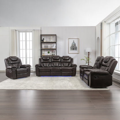 Milo 3 Pieces Recliner Sofa Sets - Brown