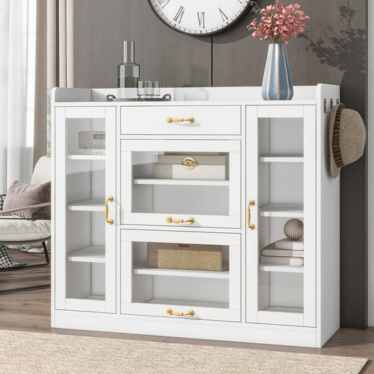 Karo Side Cabinet with 4 Glass Doors - White