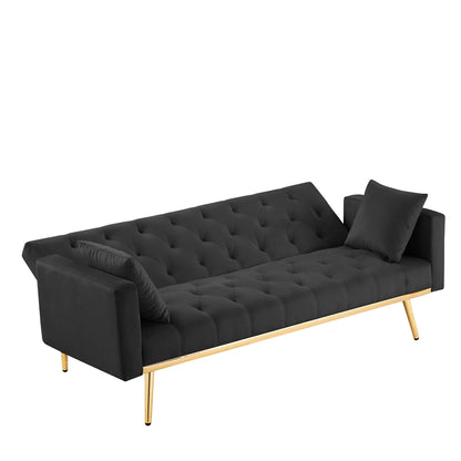 I-U Convertible Folding Futon Sofa Bed - Black