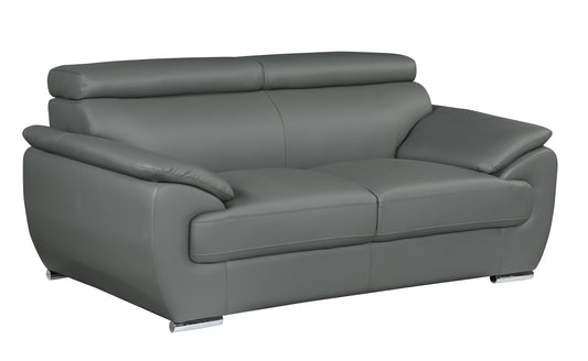 Milton Genuine Leather Loveseat - Gray