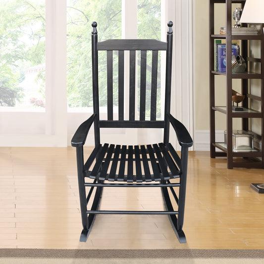 Lupe II Wooden Porch Rocker Chair - Black