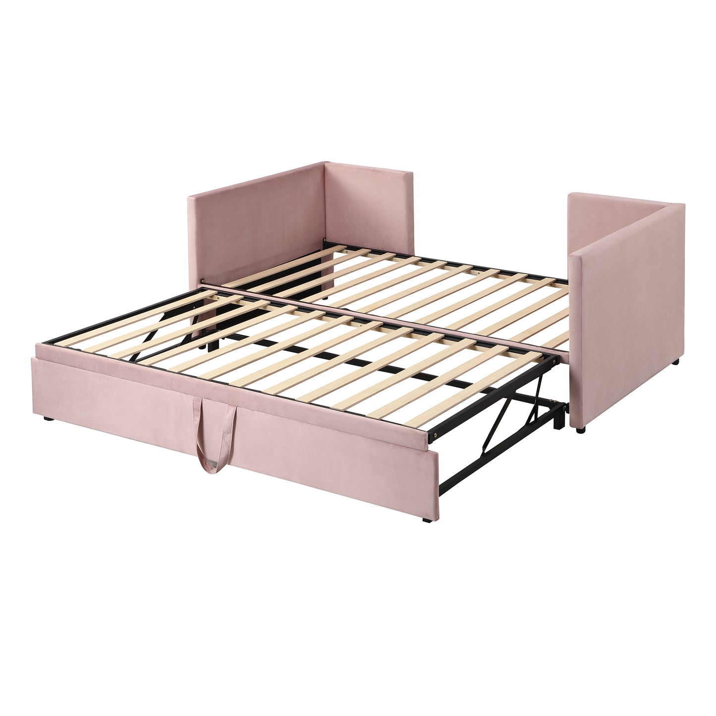 Toei Twin Size Upholstered daybed with  PopUp Trundle - Pink