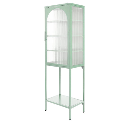 Arched Tempered Glass High Cabinet - Mint Green