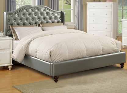 Dexter Wingback Design Full Size Bed - Silver