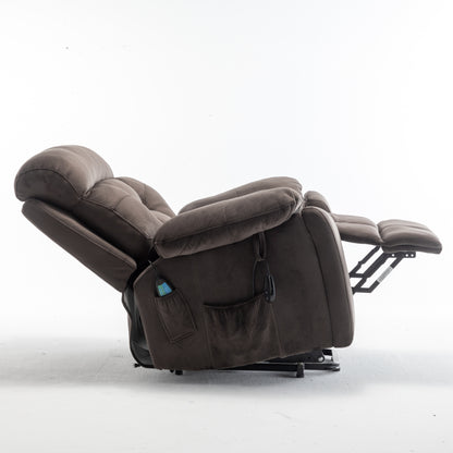 Wilson Power Electric Velvet Reclining Chair - Antique Brown