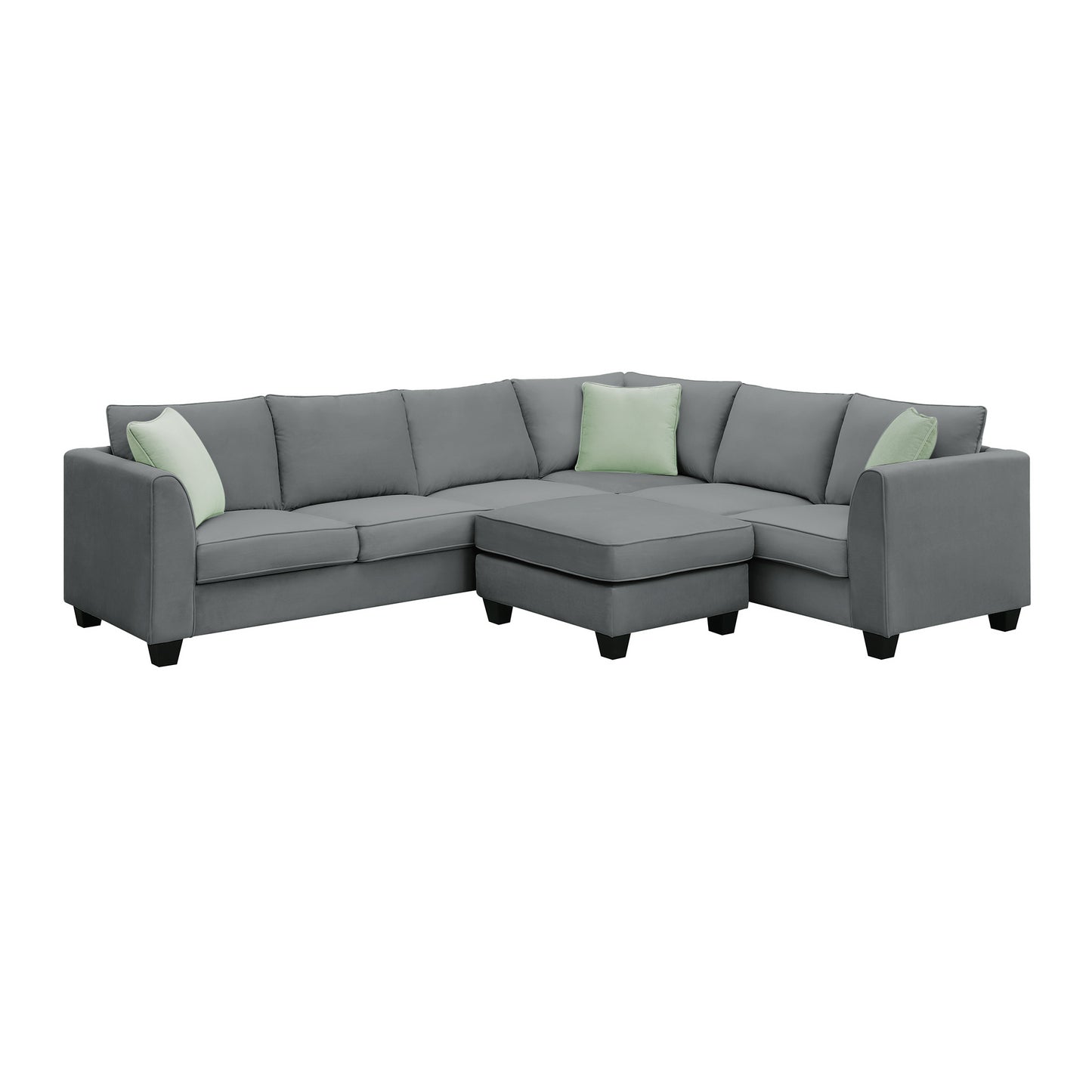 Harper Modular Sectional Sofa with Ottoman - Grey