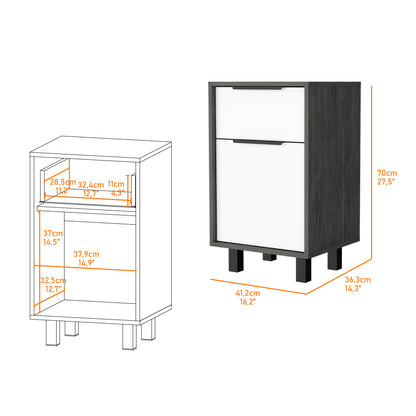 Kaia Z Nightstand One Drawe  One Cabinet - Oak/White