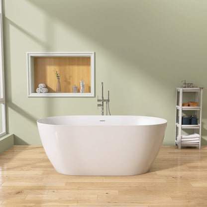 Nuvo 51" Acrylic Free Standing Oval Shape Soaking Tub - Gloss White