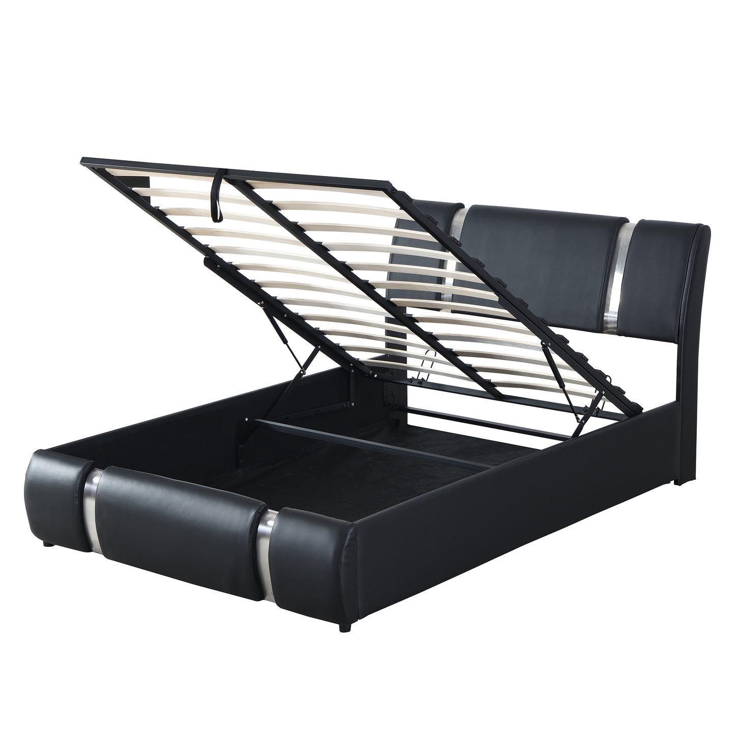 Quillon Full Size Storage Platform Bed w Hydraulic System - Black