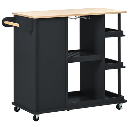 Elara Multipurpose Kitchen Cart Cabinet with Side Storage - Black