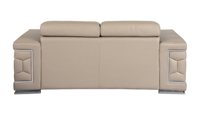 Denzel Top Grain Italian Leather Loveseat - Beige